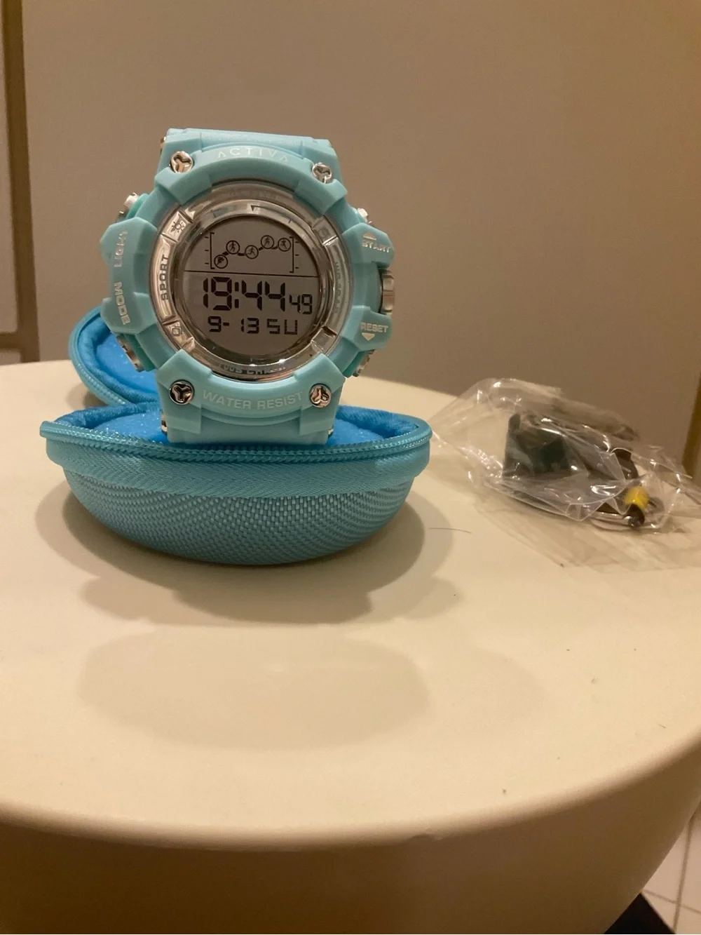 NWT Invicta Activa Digital Sport Watch Aqua Blue WR 30M w/ Case